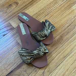 ZARA gold bow sandals Size:7.5
